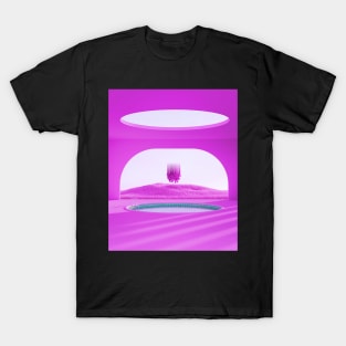 Vaporwave Fantasy Pool with Nature Glitch Art T-Shirt